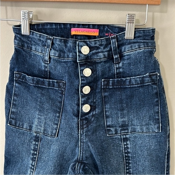 Anthro VILAGALLO Lexi Jean Flare Effect Front Pockets Button Fly Sz 38 US 6 NEW - Picture 2 of 11